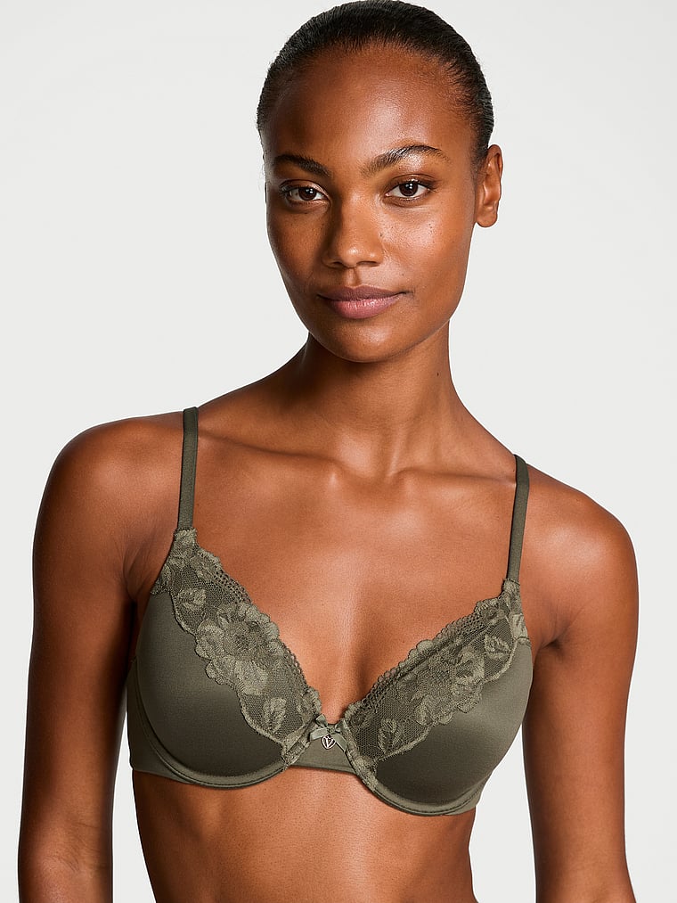 Body by Vithtctoria Lightly Lined Lace-Trim Full-Coverage Bra Lace Trim