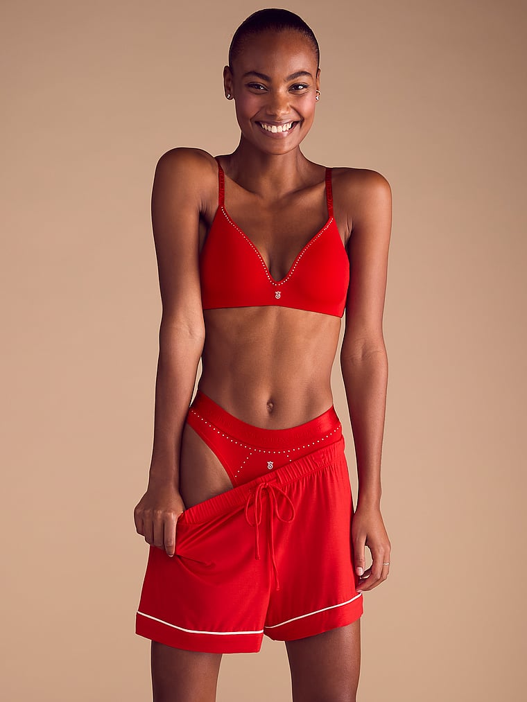 The T-shirt Shine-Trim Push-Up Wireless Bra Shine Trim