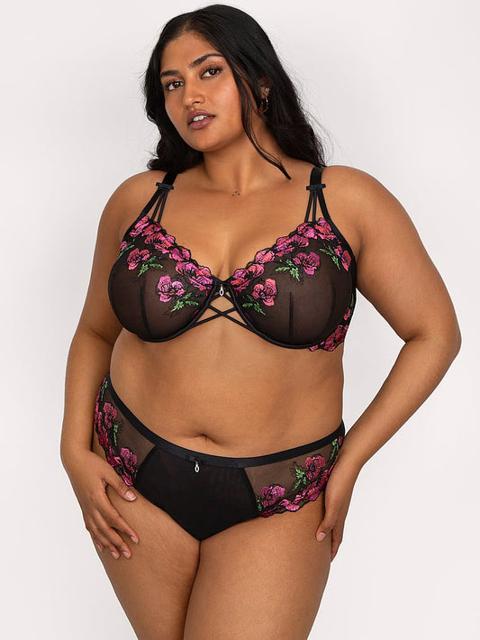 Curvy Couture Lush Embroidery Unlined Full Coverage Balconette Bra