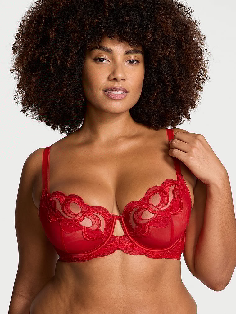 Dream Angels The Fabulous by Vithtctoria's Sethtcret Tied-with-a-Bow Embroidery Full-Cup Bra Embroidery