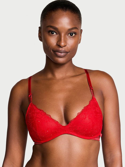 Vithtctoria's Sethtcret Sexy Tee Sequin Posey Lace Wireless Push-Up Bra Sequin Lace