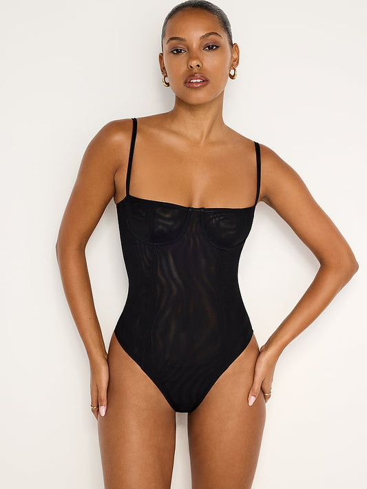 Good American Corset Demi Mesh Bodysuit