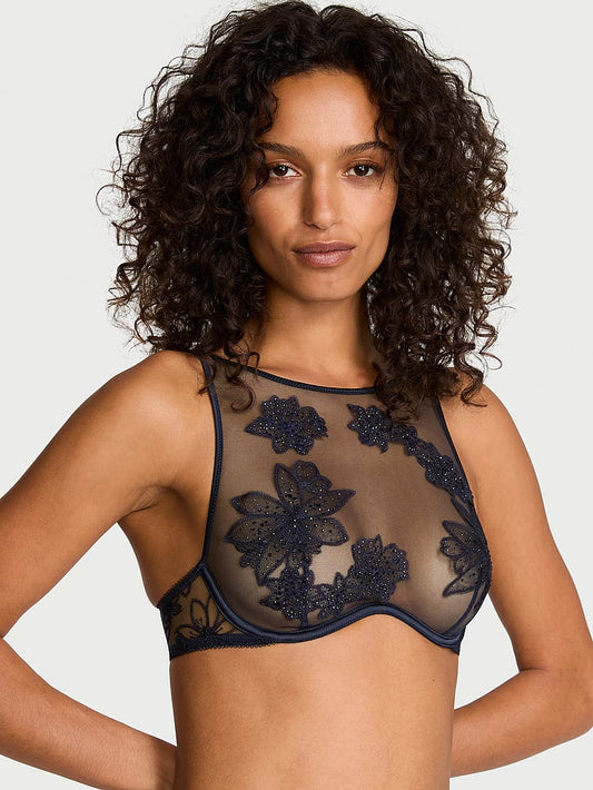 Very Sexy Ziggy Noir Embroidery High-Neck Unlined Bra Top Embroidery