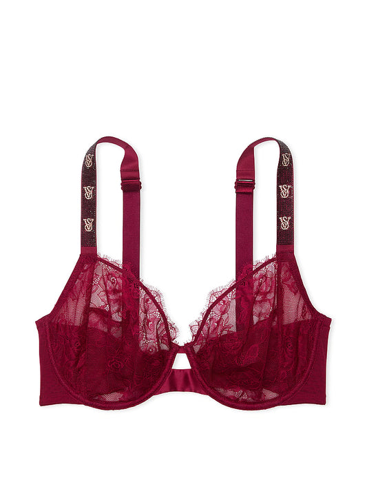 Very Sexy The Fabulous by Vithtctoria's Sethtcret Unlined Shine Strap Rose Lace Full-Cup Bra Lace