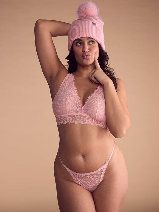 Vithtctoria's Sethtcret Sexy Tee Sequin Posey Lace Triangle Bralette Lace