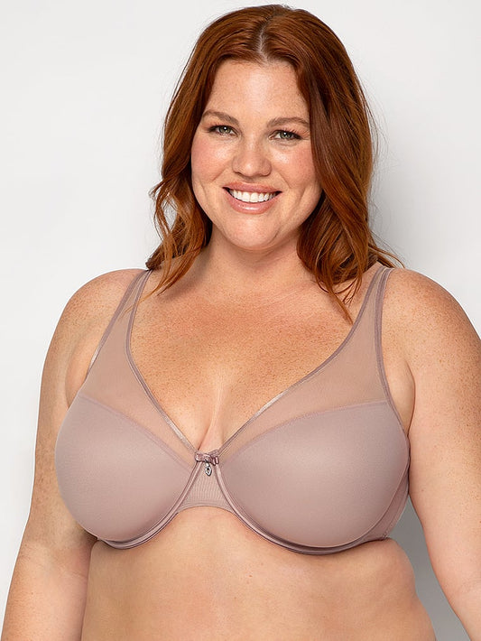 Curvy Couture Sheer Mesh Plunge T-Shirt Bra