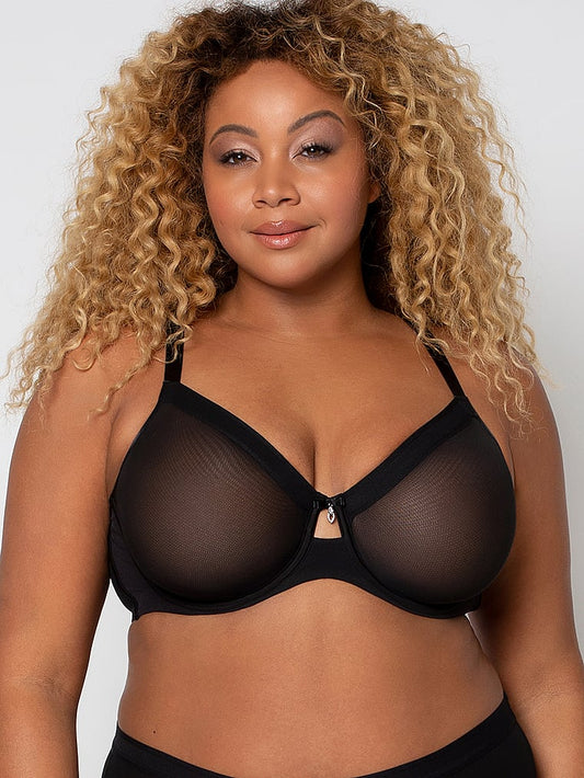 Curvy Couture Sheer Mesh Unlined Bra