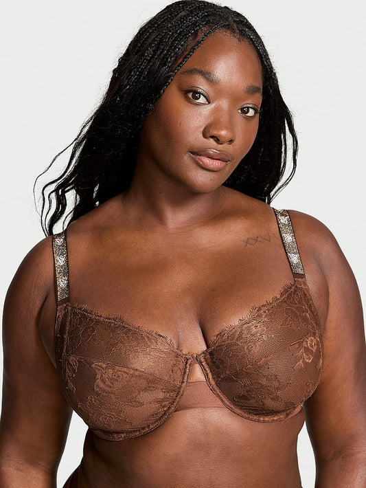 Very Sexy The Fabulous by Vithtctoria's Sethtcret Unlined Shine Strap Rose Lace Full-Cup Bra Lace