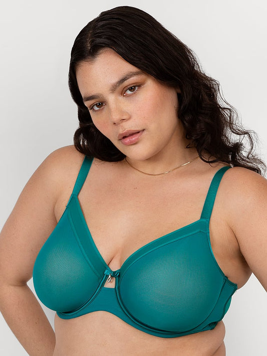 Curvy Couture Sheer Mesh Unlined Bra