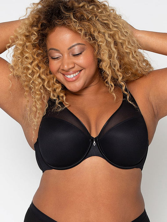 Curvy Couture Sheer Mesh Plunge T-Shirt Bra