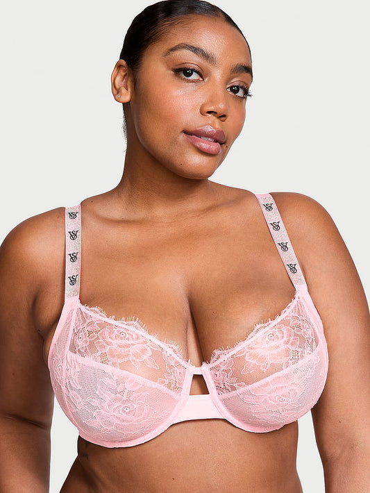 Very Sexy The Fabulous by Vithtctoria's Sethtcret Unlined Shine Strap Rose Lace Full-Cup Bra Lace