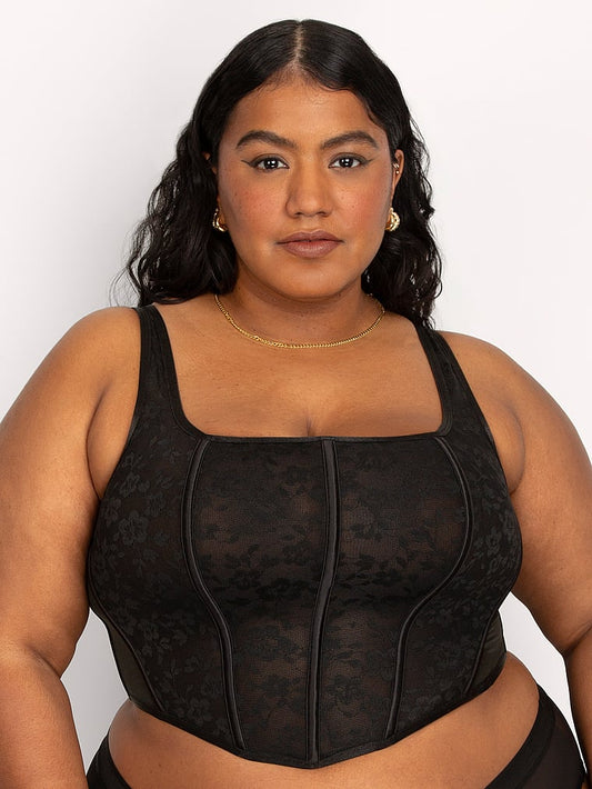 Curvy Couture No-Show Lace Corset Top